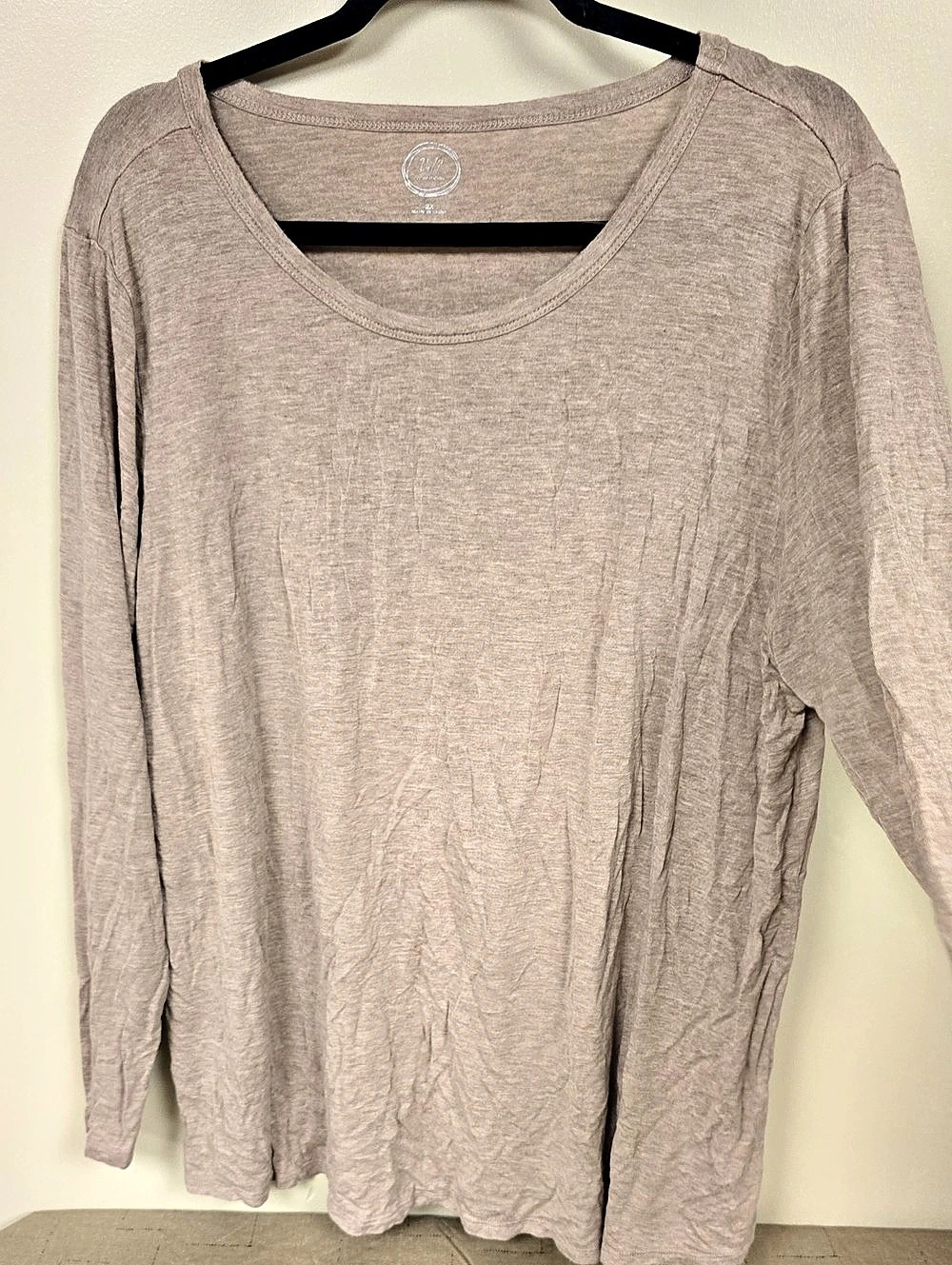 Maurices Tan/cream Long Sleeve Scoop Neck Top Size 2X Like New
